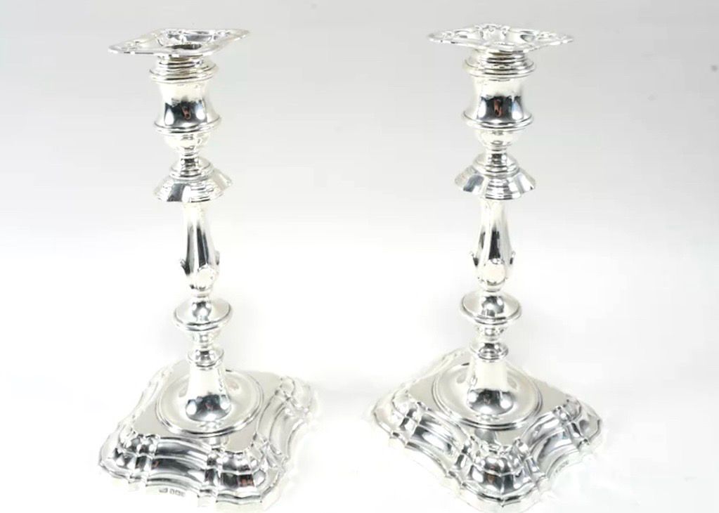 Paar Kerzenleuchter 925 Sterling Silber mit Punzen für England Sheffield 1916