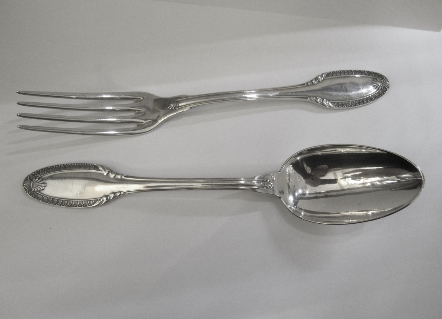950´er Silber 4 Gabeln und 4 Löffel , Puiforcat um 1900 Paris Frankreich, 4 spoons and 4 forks in solid Britannia silver made by high class french silversmith
