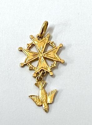 Pendant St.Esprit Huguenot Cross 750 Gold Protestant