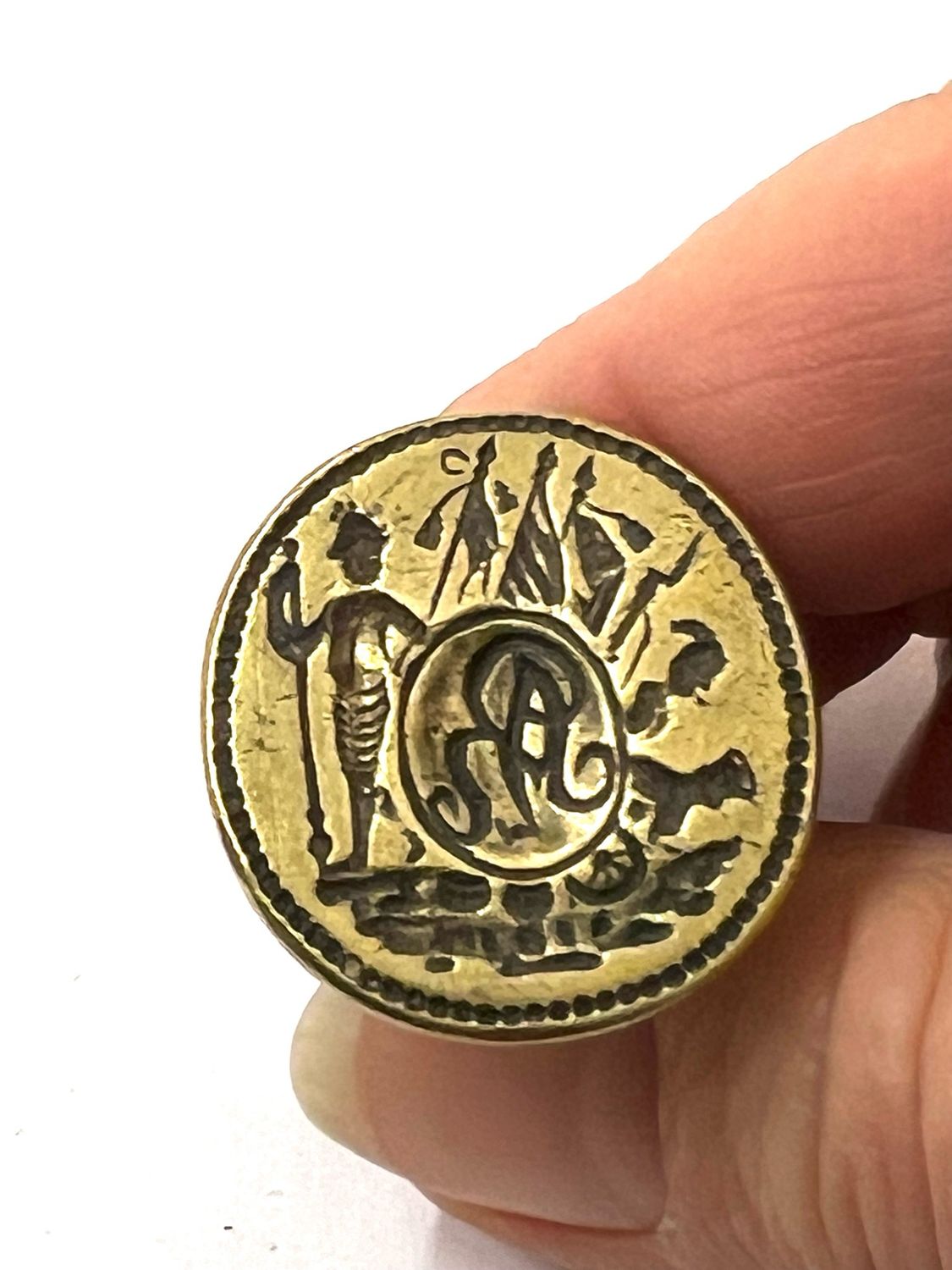 Seal, bronze wax seal, officer around 1700