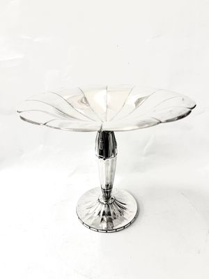 Tafelaufsatz Schale auf Fuss für Konfekt oder Obst Tazza Gallia Christofle Art Deco um 1930 Frankreich  versilbertes Metall 