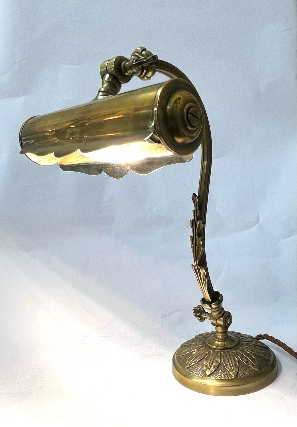 Messing Schreibtischlampe Klavierlampe Lampe verstellbar Jugendstil um 1900 