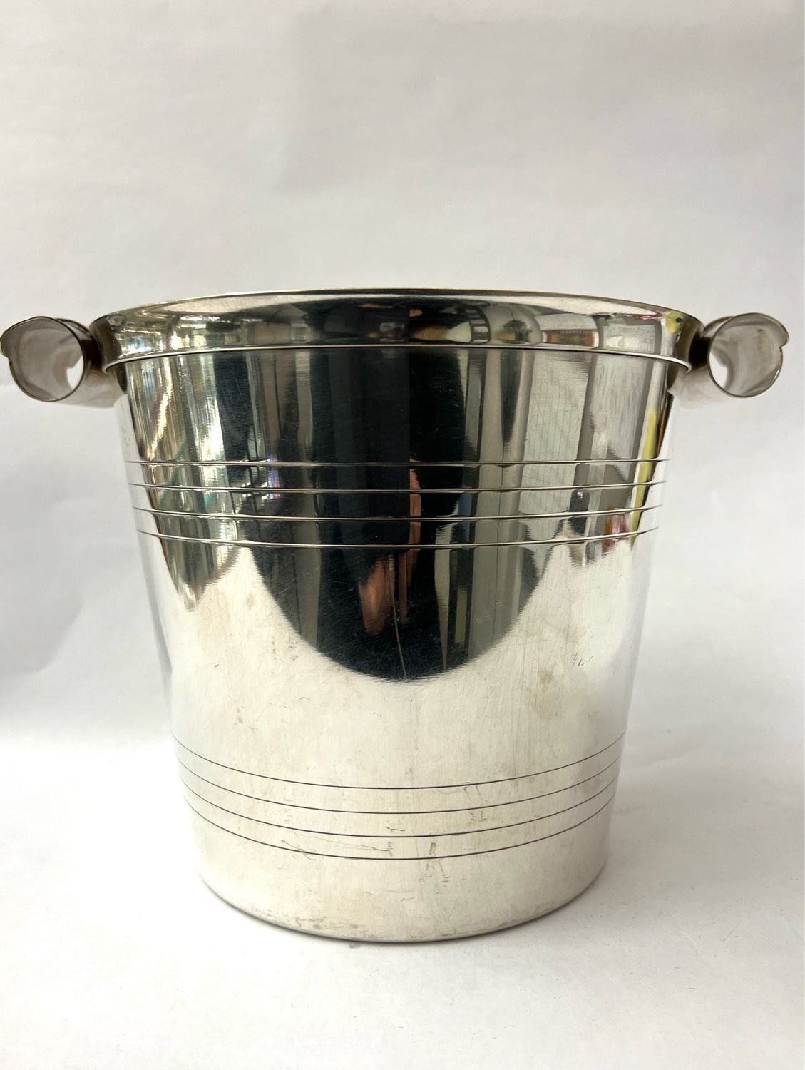 Sektkühler versilbert Art Deco um 1930 mit ungewöhnlichen Handhaben