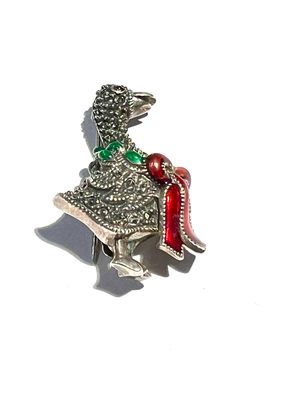 Brosche Sterling Silber Markasiten Email 