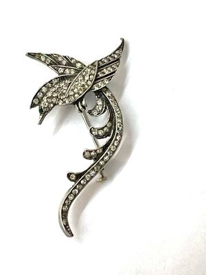 Brosche Silberauflage Paradies Vogel Strass wohl 1950‘ er Jahre