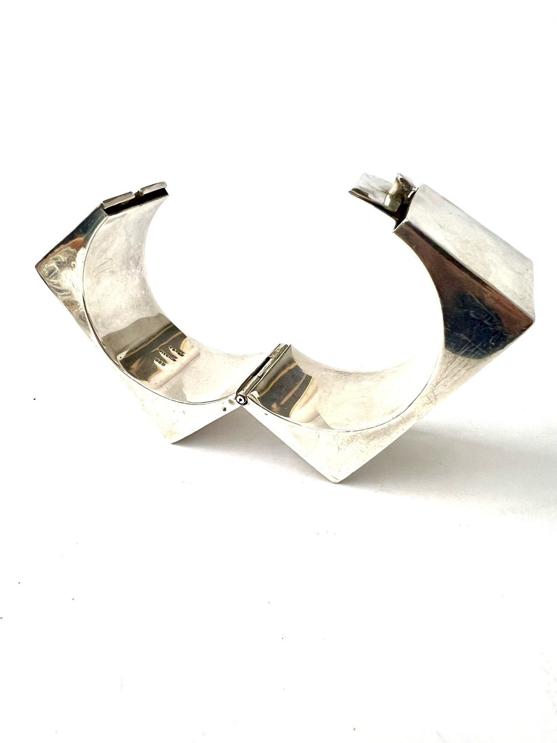 Armreif Armband 925 Sterling Silber ungewöhnliche Form eckig , Taxco Mexico , Designer extravagant