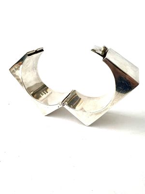 Armreif Armband 925 Sterling Silber ungewöhnliche Form eckig , Taxco Mexico , Designer extravagant