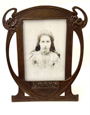 Jugendstil Fotorahmen , Zinn bronziert um 1900