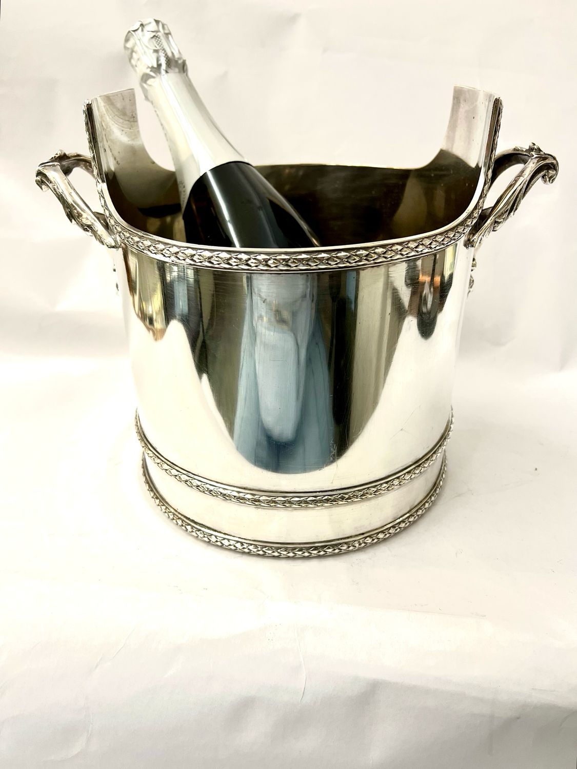 Sektkühler, Champagnerkühler, versilbert ungewöhnliche Form 
