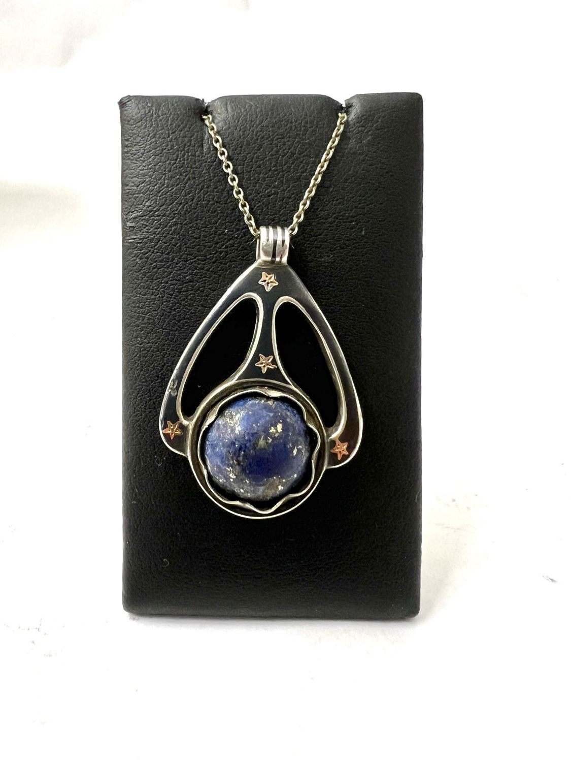 Silber Tula Niello Goldsterne Lapislazuli Anhänger