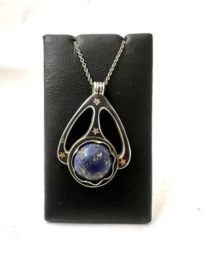 Silber Tula Niello Goldsterne Lapislazuli Anhänger