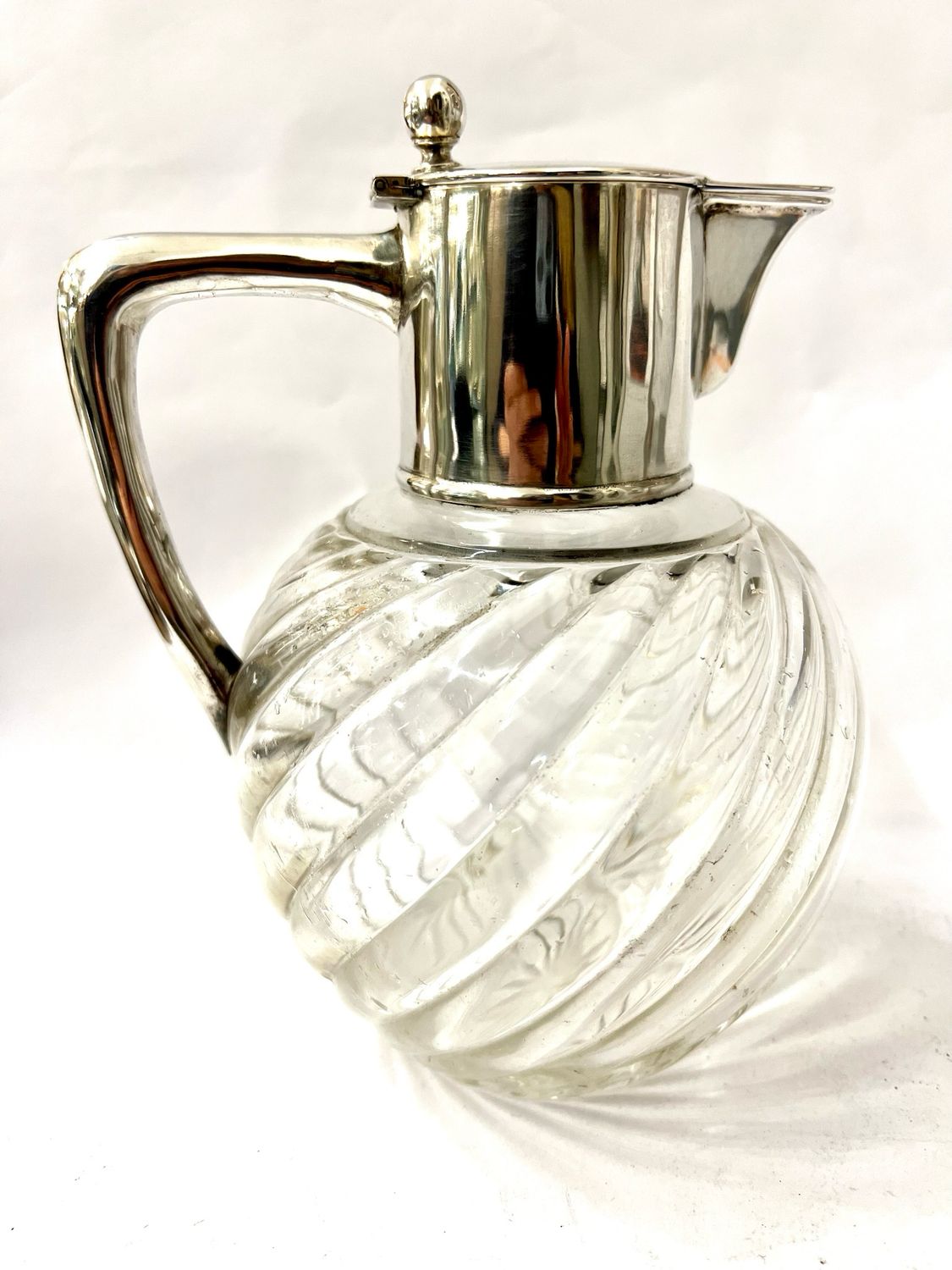 Glas Karaffe mit 800 Silber Deutschland , Silberschmied S.G. 