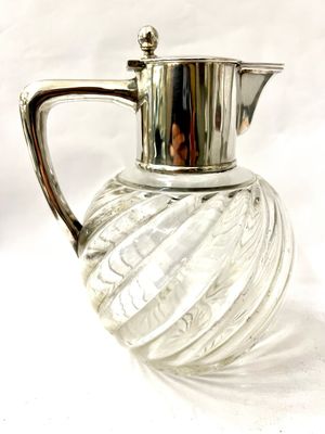 Glas Karaffe mit 800 Silber Deutschland , Silberschmied S.G. 