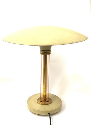 Large impressive table lamp with glass rods Art Deco around 1930 France brass with eggshell craquelure varnish