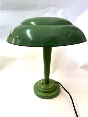 Tischlampe , Pilzlampe Art Deco , um 1930 Metall grün lackiert 