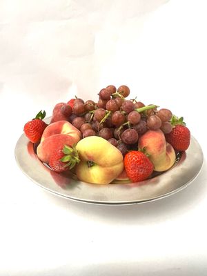 , silver fruit bowl large plate Italy signed designer