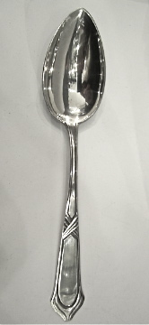 German 6 signed 800 silver dinner spoons by designer artist famous silversmith Carl Zeller , Bruckmann 