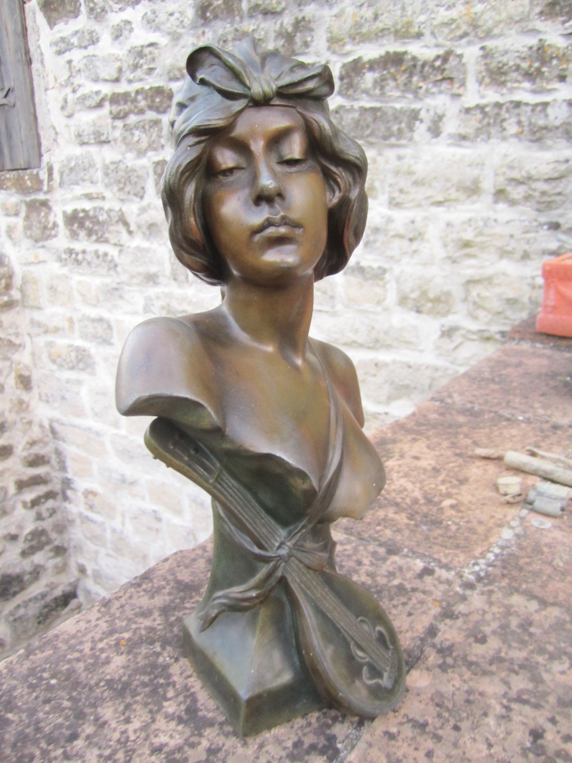 Büste Skulptur einer Dame Jugendstil um 1900 Frankreich signiert Aristide de Ranieri, signed art nouveau bust of a lady