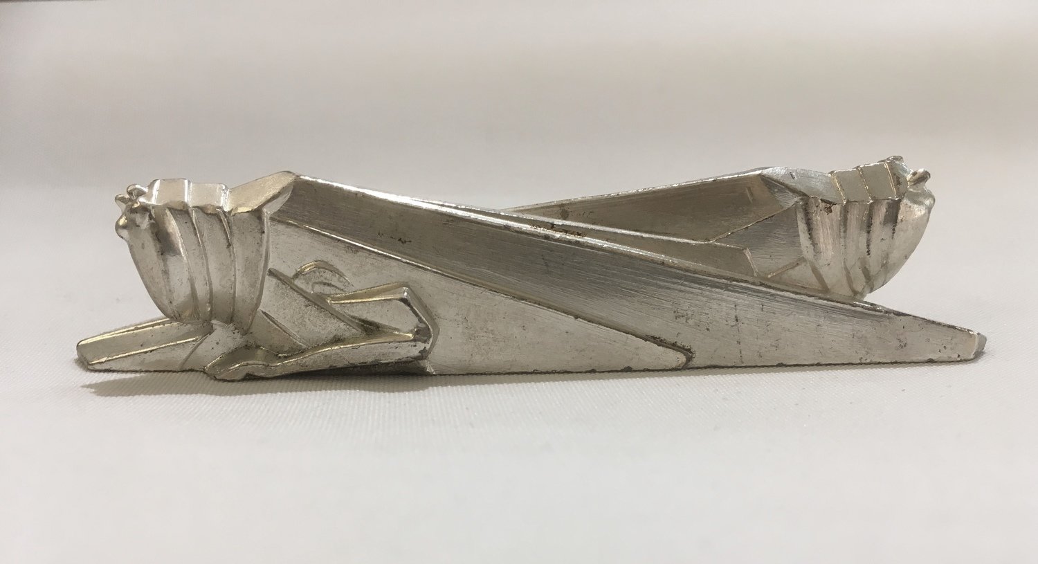 Zikade Messerbank, Messerablage um 1925 Art Deco Silberauflage