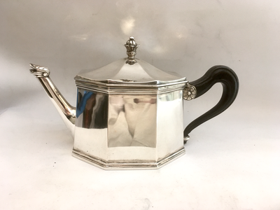 Teekanne Silber Philippe Wolfers Belgien Art Deco um 1920, belgian silver teapot by renown silversmith