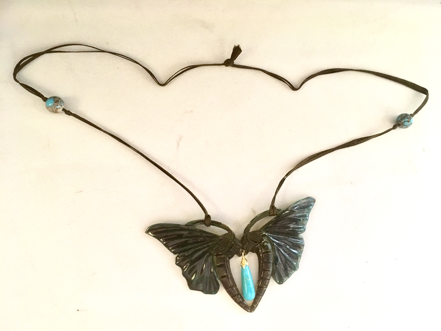 Horn Jugendstil Collier Schmetterling Türkis um 1900 Frankreich , french horn necklace with turquoise art nouveau 