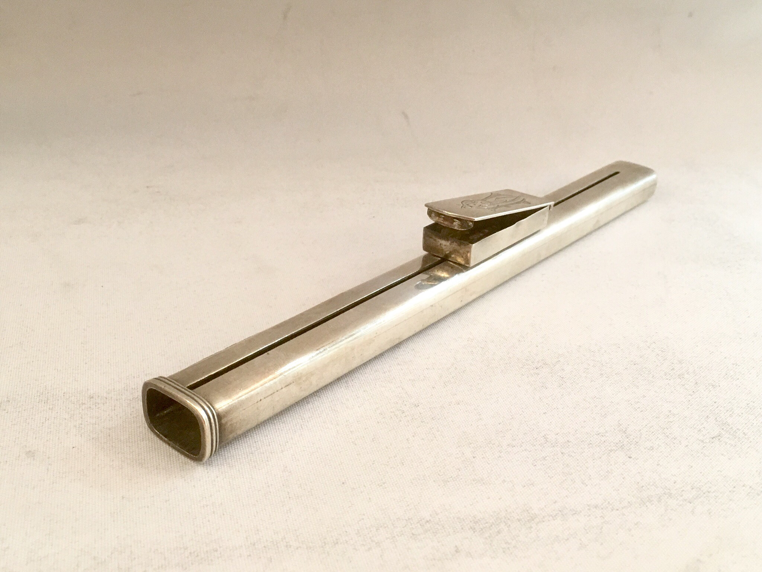Silber Siegelwachs Behälter zum Schieben mit integrierter Streichholz Box Schatulle Punzen England London 1900 , hallmarked english Sterling silver sealing wax box with built in vesta