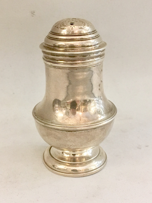 Antiker Sterling Silber Streuer Barock England gepunzt 1730 Samuel Welder, english silver coaster 18 th century