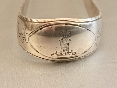 Silber Zuckerzange Gebäckzange Perlrand Dekor Schottland ca.1790 Philipps Familienwappen, antigue silver sugar tongues Scotland