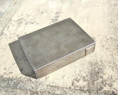 Art Deco , silver powder box with lipstick