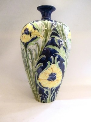 Vase signiert W.M. William Moorcroft Jugendstil England um 1900 Mohnblumen, english ceramic vase art nouveau  Poppies