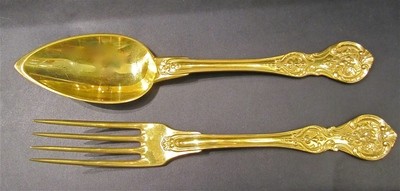 Besteck 6 Löffel 6 Gabeln, signiert Christofle vergoldet, 19. Jahrhundert, superb French victorian 6 table spoons and 6 forks gold plated signed `Christofle´19th century