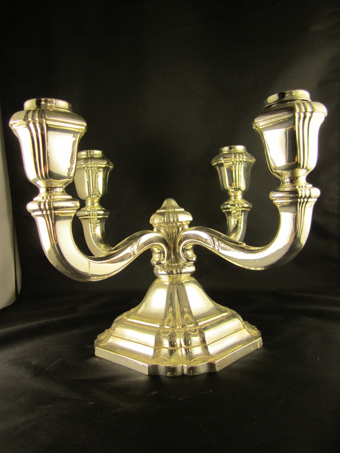 Silber vier armiger Leuchter Kerzenleuchter Art Deco, `Gleb´ Pforzheim um 1930, silver candelabra for 4 candles Germany