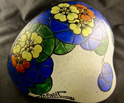 Art Deco Wandlampe`patte de verre´, signiert Henry `QUENVIL