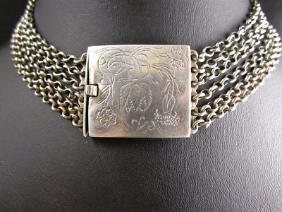 Antike Silber Kropfkette um 1830 Biedermeier  Deutschland, silver collier de chien traditional german jewellery