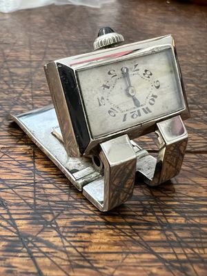 Jaeger Art Deco Klippuhr Chrom um 1920-30 