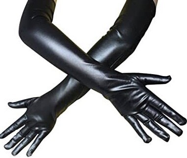 Color-Black Rubber Shiny Female Gloves