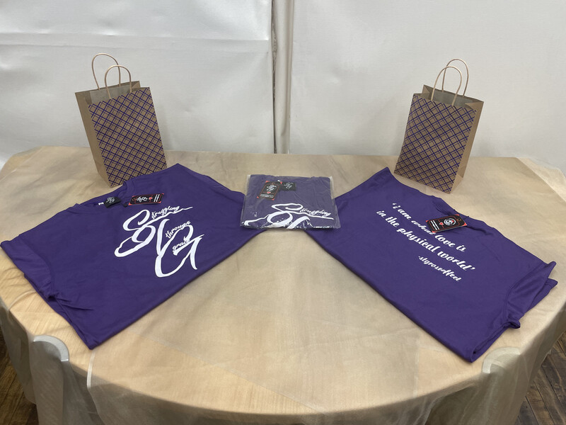 STG Cursive (Purple with white letting)