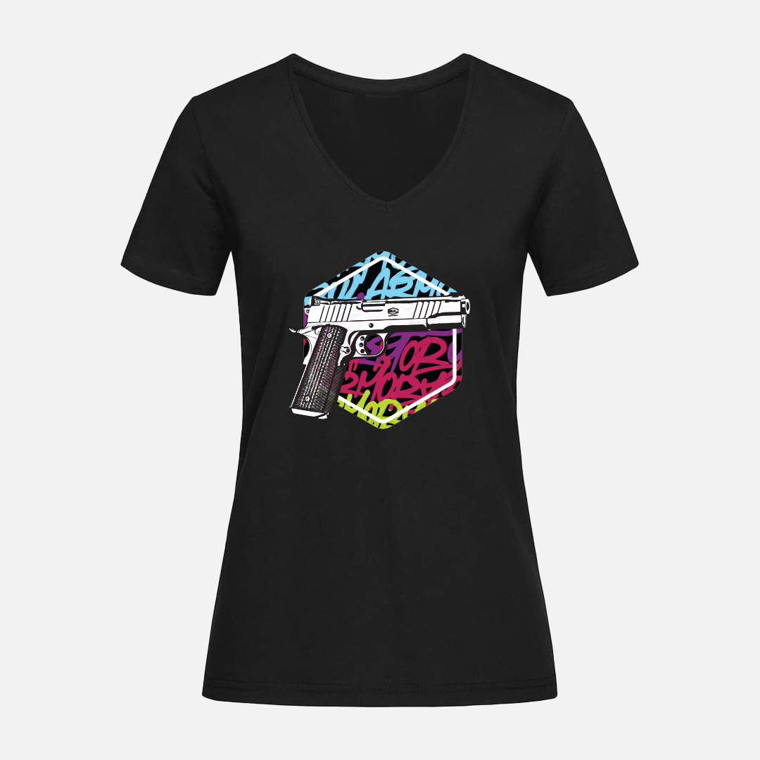GRAFFITI HEX V NECK T-SHIRT - WOMEN
