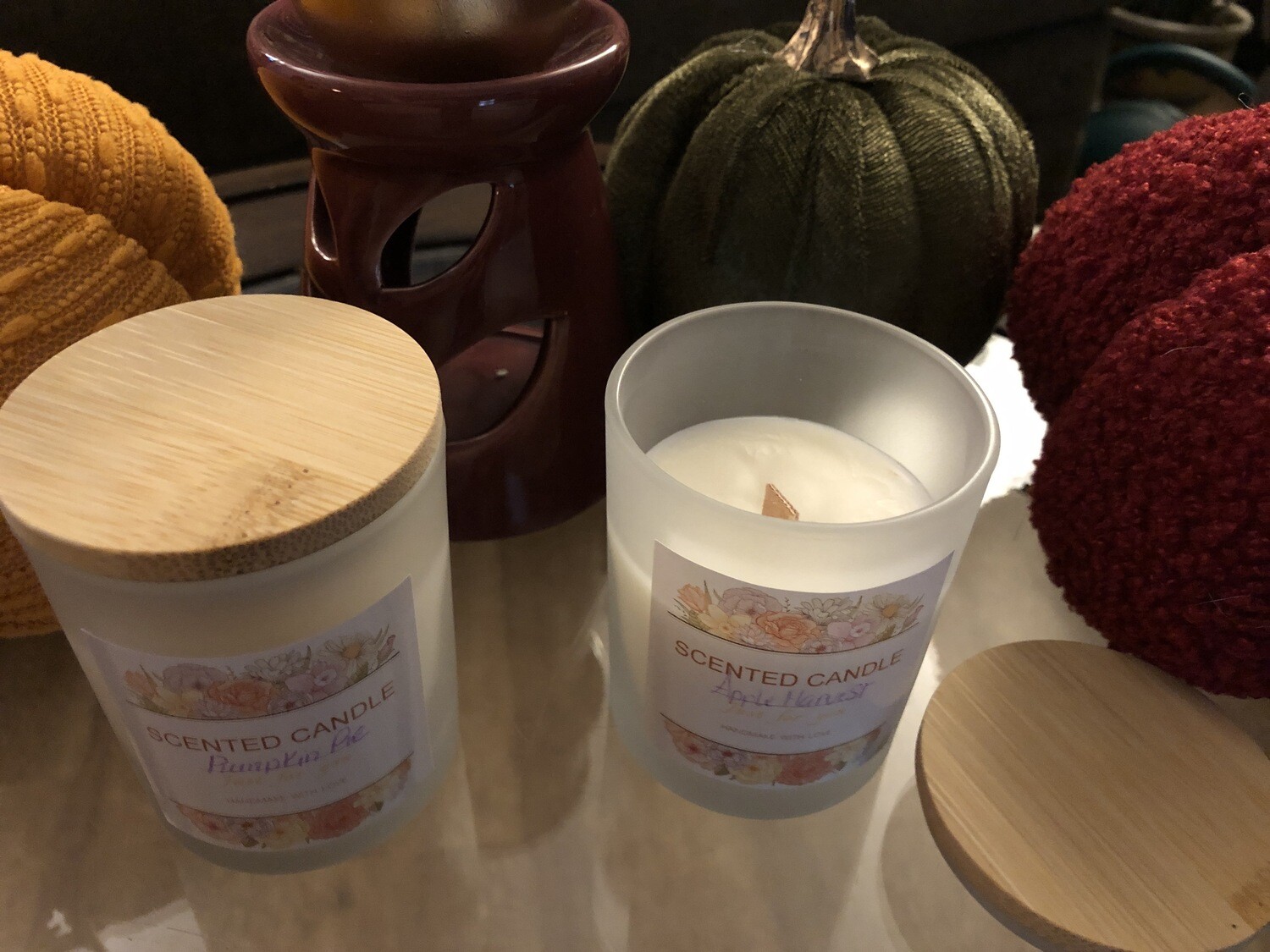 Frosted Glass with Bamboo Lid Candle (Wooden Wick)
