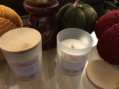 Frosted Glass with Bamboo Lid Candle (Wooden Wick)