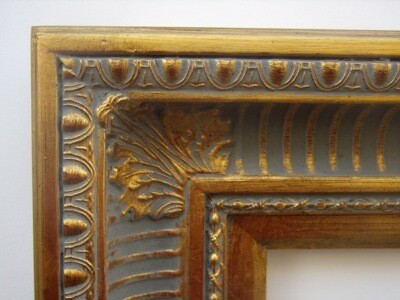 T-655-G (width 4 1/2") Ornate Gold Ribbed Frame