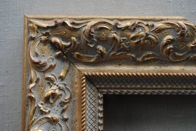 C-4576-G (width 3") Ornate Floral Gold Crosshatch Frame