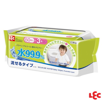 LEC 99.9% Pure Water Baby Wipes Flushable VALUE PACK