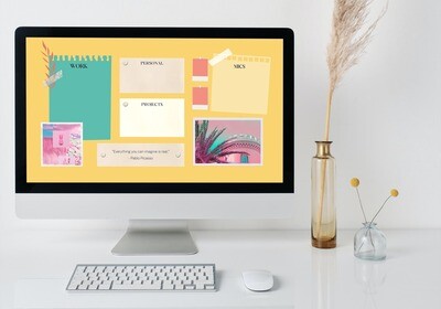 Fresh Summer Desktop Organizer +Wall paper +15 Icon (Degital Items )