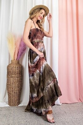 Plus Size Tie Dye Halter Maxi Dress