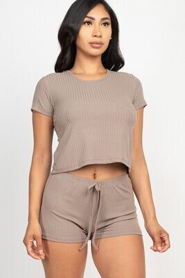 Ribbed Crop Top & Shorts Set
