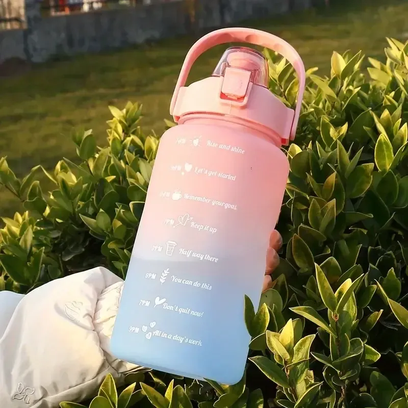 Gradient Color Sports Water Cup - 50oz Rainbow Bottle for Men & Women