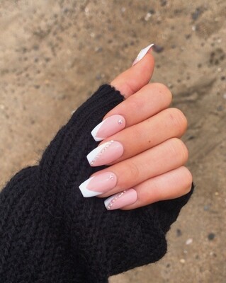French Tip with Rhinestones