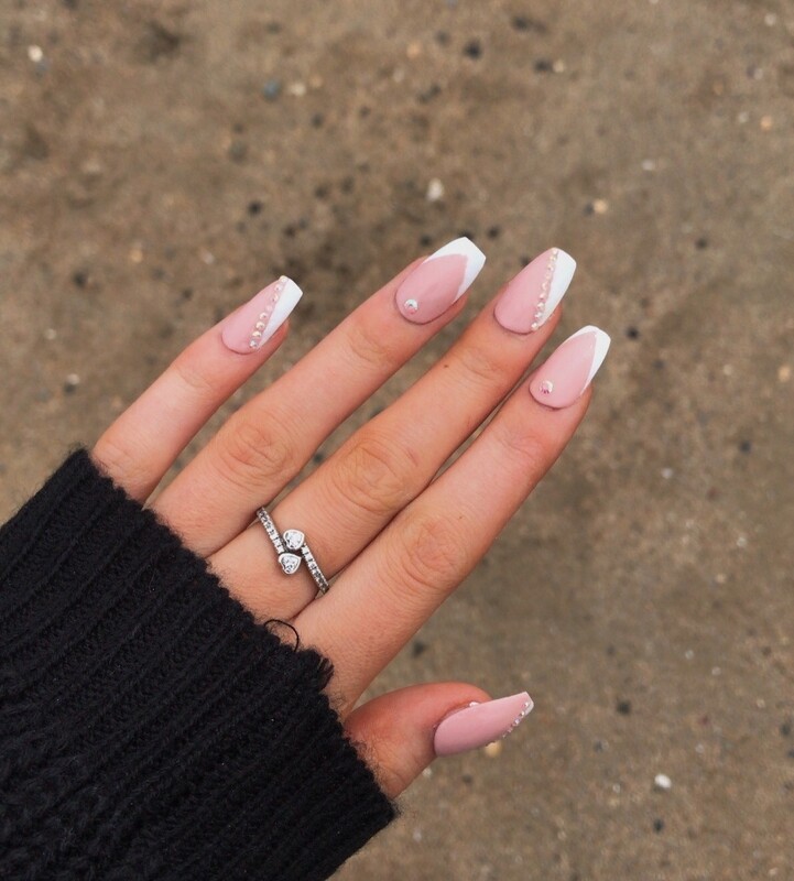 French Tip with Rhinestones