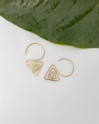 Triangular Spiral Brass Earrings